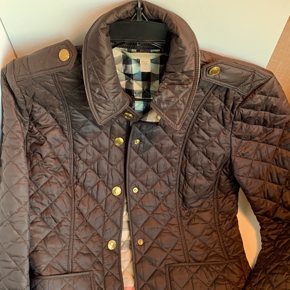 Burberry Jackets & Coats Burberry Coat Quilted Plaid Espresso Brown